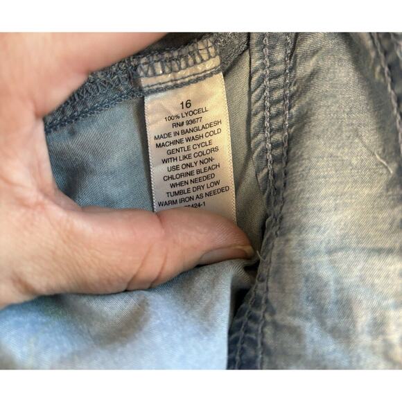 NWT Ana Shorts Womens 16 Light Blue Denim Lyocell High Rise Belted Slash Pockets - Picture 7 of 9